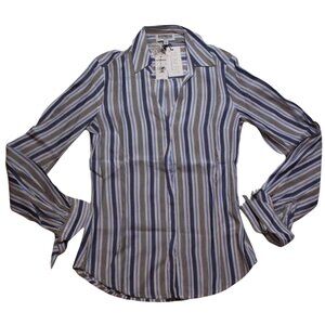 Express Womens Portofino Long Sleeve Slim Fit Striped Button Shirt NWT Size XXS